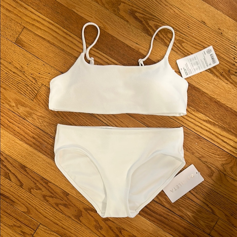 Athleta White Ribbed Bikini Set